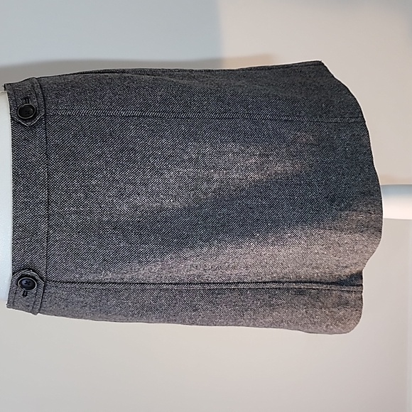 Loft grey preppy tweed academia wool a-line skirt with button tab waist SZ 6 - Picture 1 of 12